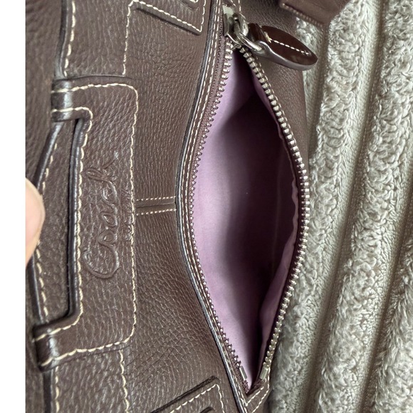 Coach Penelope Shopper Tote Brown Pebbled Leather Shoulder Bag F14686 - Picture 14 of 16